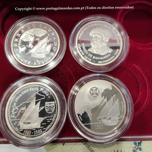 XI Série dos descobrimentos em Prata PROOF ano 2000, 4 moedas 200$00 Prata, "A Abertura de novas Fronteiras", World Coins KMPS42