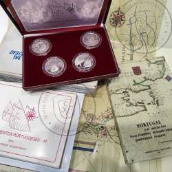 11th Portuguese Discoveries Series in Silver PROOF year 2000, 4 coins 200$00 "The Opening of New Frontiers", World Coins KM PS42