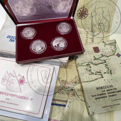 XI Série dos descobrimentos em Prata PROOF ano 2000, 4 moedas 200$00 Prata, "A Abertura de novas Fronteiras", World Coins KMPS42