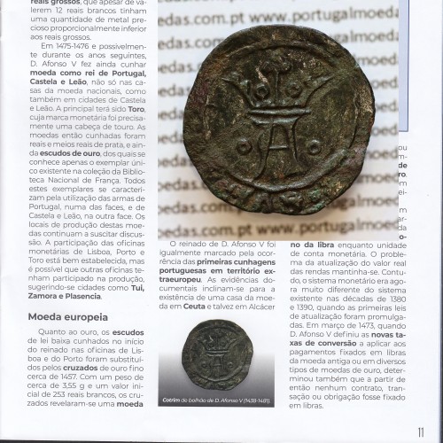 Cotrim bolhão de D. Afonso V (1438–1481), sem letra monetária, variante atípica, correspondente a exemplar publicado em revista.