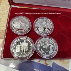 VI Série dos descobrimentos em Prata PROOF 1995, 4 moedas 200$00 Prata 925%, "Na rota das Especiarias", World Coins KM PS24 VI Série dos descobrimentos em Prata PROOF 1995, 4 moedas 200$00 Prata 925%, "Na rota das Especiarias", World Coins KM PS24