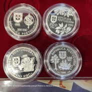 6th Portuguese Discoveries Series in Silver PROOF 1995, 4 coins 200$00 Silver 925%, "The Spice Islands", World Coins KM PS24