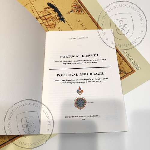 X Série dos descobrimentos em Prata PROOF ano 1999, 4 moedas 200$00 Prata, "Brasil, O Mundo Novo", World Coins Portugal KM PS40