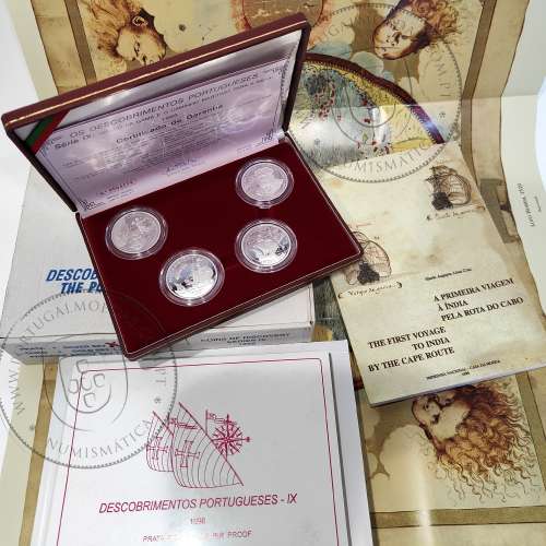IX Série dos descobrimentos Prata PROOF ano 1998, "Vasco da Gama e o Caminho Marítimo para a Índia", World Coins Portugal KMPS37