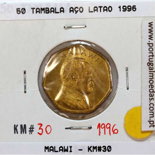 Malawi 50 Tambala 1996 Aço Latão, (Sob), World Coins Malawi KM 30