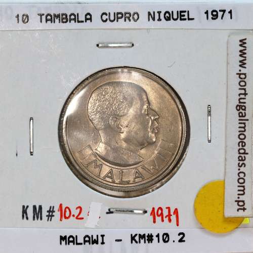 Malawi 10 Tambala 1971 Cupro Níquel, (Sob), World Coins Malawi KM 10
