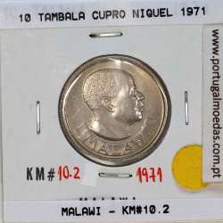 Malawi 10 Tambala 1971 Cupro Níquel, (Sob), World Coins Malawi KM 10
