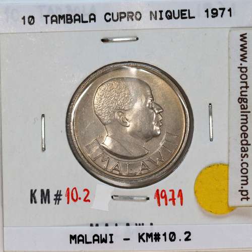 Malawi 10 Tambala 1971 Cupro Níquel, (UNC), World Coins Malawi KM 10
