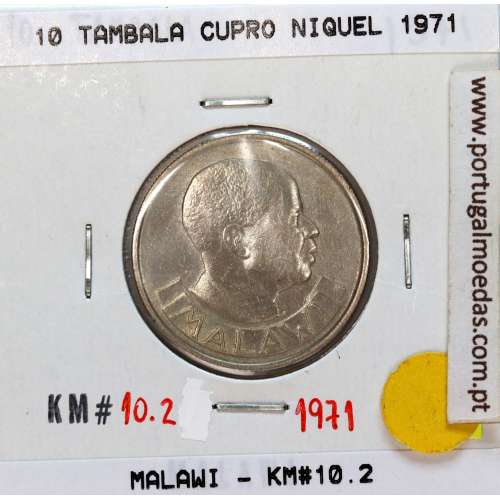 Malawi 10 Tambala 1971 Cupro Níquel, (VF), World Coins Malawi KM 10