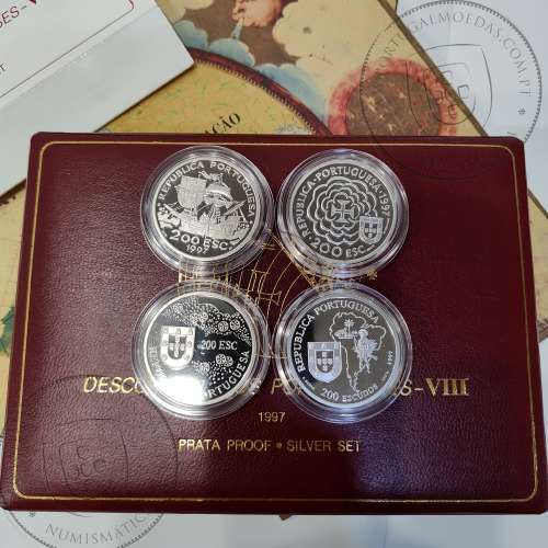 8th Portuguese Discoveries Series in Silver PROOF 1997, 4 coins 200$00 Silver 925%, "The Christian Mission", World Coins KM PS33
