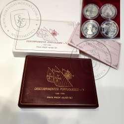V Série dos descobrimentos em Prata PROOF 1994, 4 moedas 200$00 Prata 925%, "A Partilha do Mundo", World Coins Portugal KM PS20