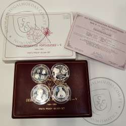 V Série dos descobrimentos em Prata PROOF 1994, 4 moedas 200$00 Prata 925%, "A Partilha do Mundo", World Coins Portugal KM PS20