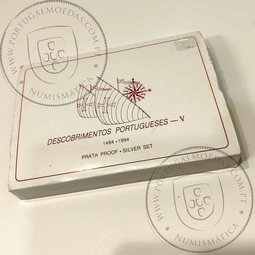 V Série dos descobrimentos em Prata PROOF 1994, 4 moedas 200$00 Prata 925%, "A Partilha do Mundo", World Coins Portugal KM PS20