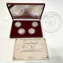 IV Série dos descobrimentos em Prata PROOF 1993, 4 moedas 200$00 Prata 925%, "Chegada ao Japão", World Coins Portugal KM PS16