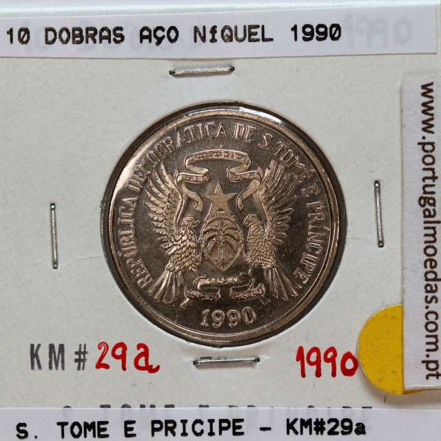 São Tomé e Príncipe, 10 Dobras 1990 Aço-Níquel, F.A.O. , (Soberba), World Coins Saint Thomas & Prince KM 29