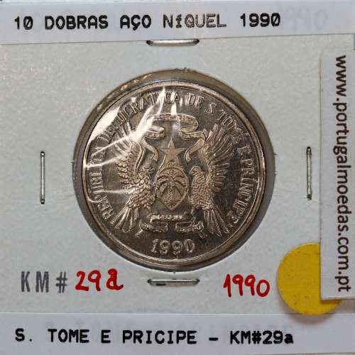 São Tomé e Príncipe, 10 Dobras 1990 Aço-Níquel, F.A.O. , (Soberba), World Coins Saint Thomas & Prince KM 29