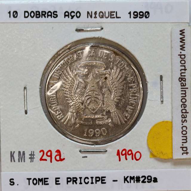 São Tomé e Príncipe, 10 Dobras 1990 Aço-Níquel, F.A.O. , (Bela), World Coins Saint Thomas & Prince KM 29