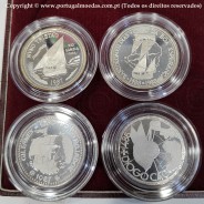 I Série dos descobrimentos em Prata PROOF 1987 - 1988, 4x moedas 100$00 Prata 925%, "À Descoberta da África", Portugal KM PS7