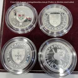 I Série dos descobrimentos em Prata PROOF 1987 - 1988, 4x moedas 100$00 Prata 925%, "À Descoberta da África", Portugal KM PS7