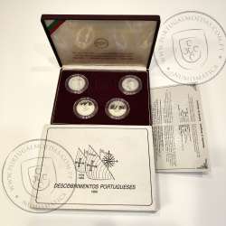 I Série dos descobrimentos em Prata PROOF 1987 - 1988, 4x moedas 100$00 Prata 925%, "À Descoberta da África", Portugal KM PS7