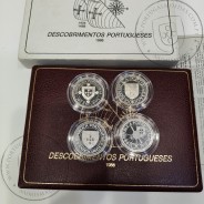 I Série dos descobrimentos em Prata PROOF 1987 - 1988, 4x moedas 100$00 Prata 925%, "À Descoberta da África", Portugal KM PS7