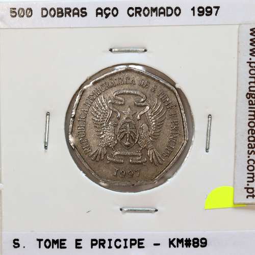 São Tomé e Príncipe, 500 Dobras 1997 Aço-Cromado, F.A.O. ,(MBC), World Coins Saint Thomas & Prince KM 89