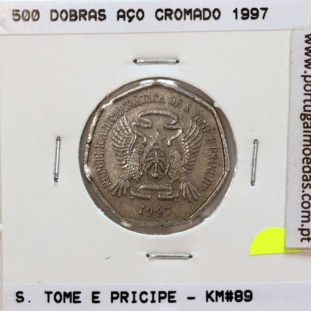 São Tomé and Príncipe, 500 Dobras 1997 Chromium clad steel, F.A.O., (VF), World Coins Saint Thomas & Prince KM 89