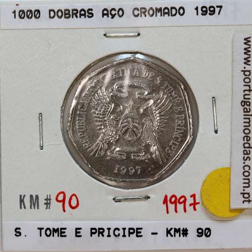 São Tomé e Príncipe, 1000 Dobras 1997 Aço-Cromado, F.A.O. ,(Soberba), World Coins Saint Thomas & Prince KM 90