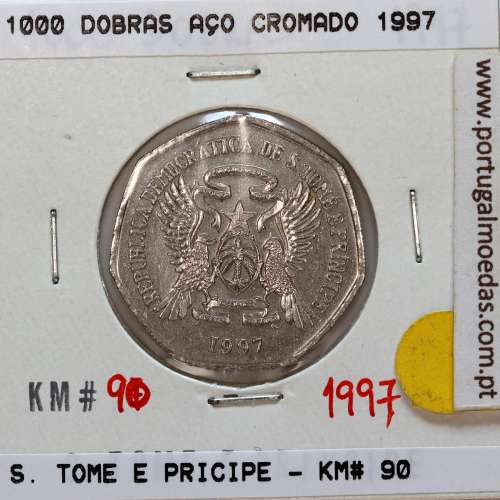 São Tomé e Príncipe, 1000 Dobras 1997 Aço-Cromado, F.A.O. ,(Bela), World Coins Saint Thomas & Prince KM 90