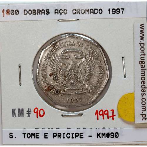 São Tomé e Príncipe, 1000 Dobras 1997 Aço-Cromado, F.A.O. ,(MBC), World Coins Saint Thomas & Prince KM 90