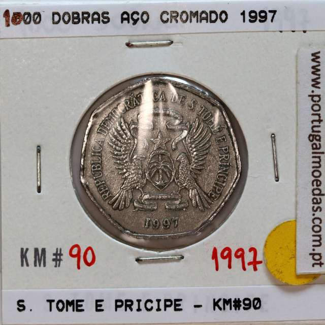 São Tomé and Príncipe, 1000 Dobras 1997 Chromium clad steel, F.A.O., (VF), World Coins Saint Thomas & Prince KM 90