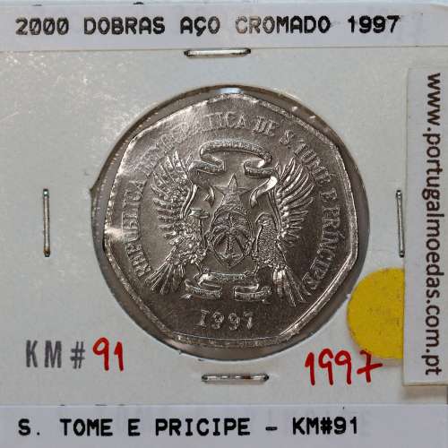 São Tomé e Príncipe, 2000 Dobras 1997 Aço-Cromado, F.A.O. ,(Soberba), World Coins Saint Thomas & Prince KM 91