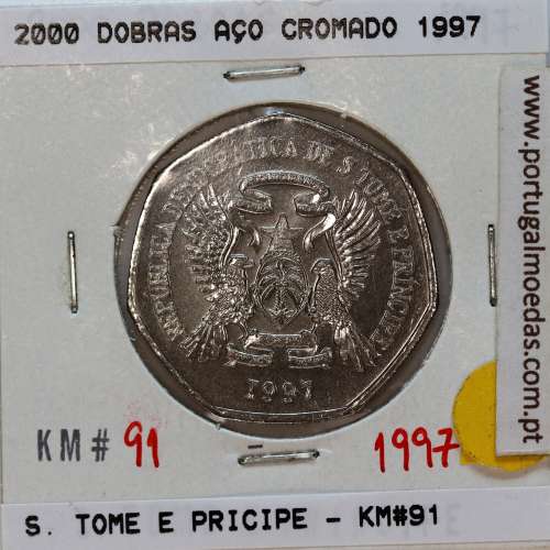 São Tomé e Príncipe, 2000 Dobras 1997 Aço-Cromado, F.A.O. ,(Soberba), World Coins Saint Thomas & Prince KM 91