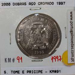 São Tomé e Príncipe, 2000 Dobras 1997 Aço-Cromado, F.A.O. ,(Soberba), World Coins Saint Thomas & Prince KM 91
