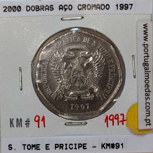 São Tomé e Príncipe, 2000 Dobras 1997 Aço-Cromado, F.A.O. ,(Soberba), World Coins Saint Thomas & Prince KM 91