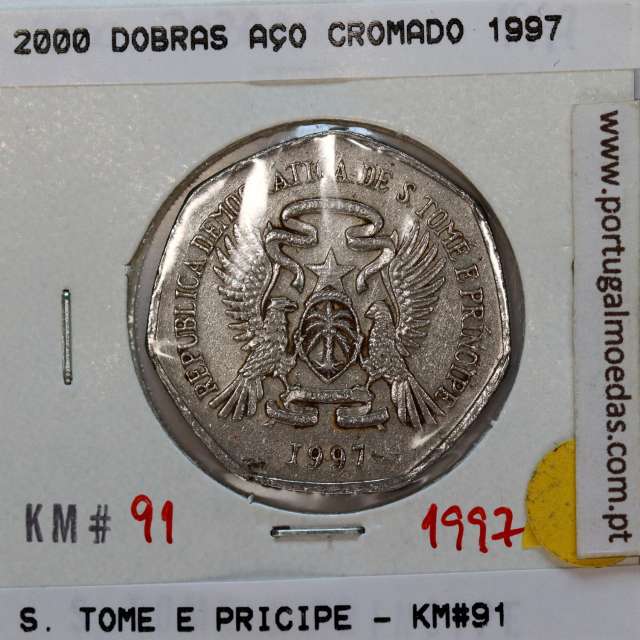 São Tomé e Príncipe, 2000 Dobras 1997 Aço-Cromado, F.A.O. ,(MBC), World Coins Saint Thomas & Prince KM 91