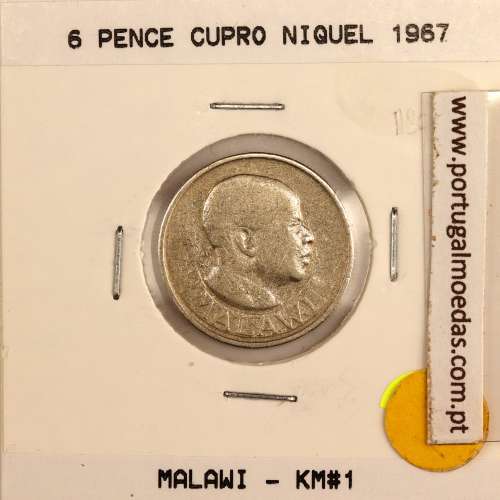 Malawi 6 Pence 1967 Copper-Nickel, (VF), World Coins Malawi KM 1