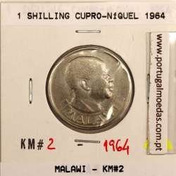 Malawi Shilling 1964 Cupro níquel, (MBC), World Coins Malawi KM 2