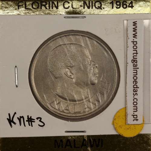 Malawi Florin 1964 Cupro níquel, (Bela), World Coins Mala
