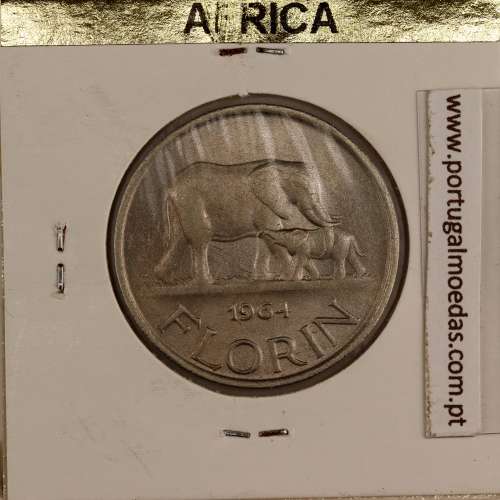 Malawi Florin 1964 Cupro níquel, (Bela), World Coins Mala