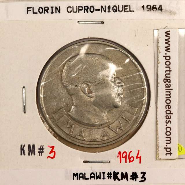 Malawi Florin 1964 Cupro níquel, (MBC), World Coins Malawi KM 3