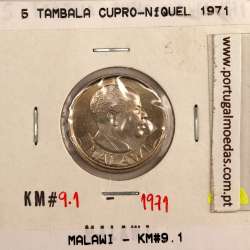 Malawi 5 Tambala 1971 Cupro Níquel, (Soberba), World Coins Malawi KM 9