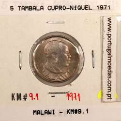 Malawi 5 Tambala 1971 Copper-nickel, (UNC), World Coins Malawi KM 9