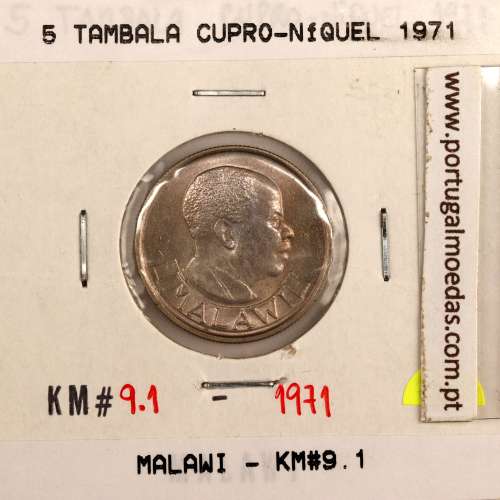 Malawi 5 Tambala 1971 Cupro Níquel, (Soberba), World Coins Malawi KM 9