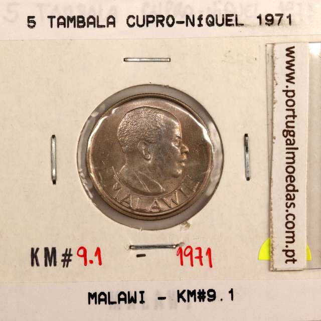 Malawi 5 Tambala 1971 Copper-nickel, (UNC), World Coins Malawi KM 9