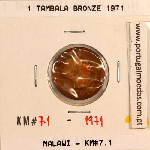 Malawi 1 Tambala 1971 Bronze, (MBC), World Coins Malawi KM 7