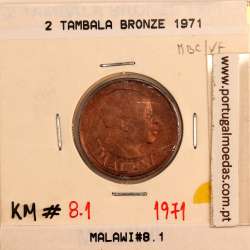 Malawi 2 Tambala 1971 Bronze, (MBC), World Coins Malawi KM 8
