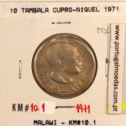 Malawi 10 Tambala 1971 Cupro Níquel, (MBC), World Coins Malawi KM 10
