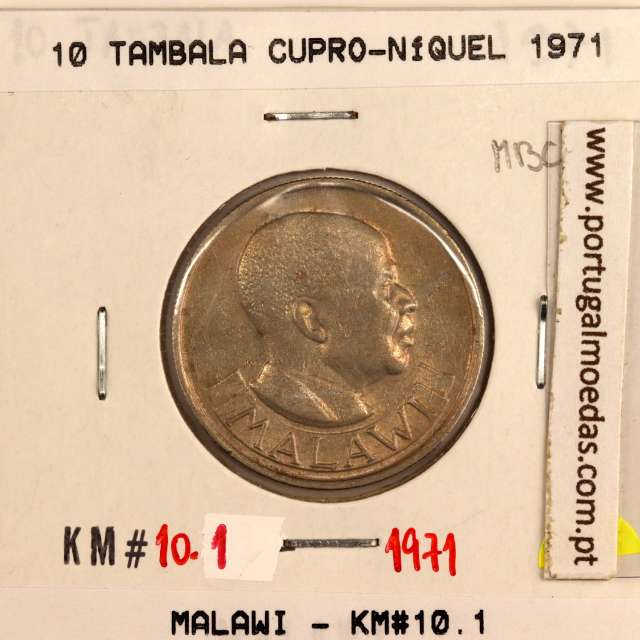 Malawi 10 Tambala 1971 Cupro Níquel, (MBC), World Coins Malawi KM 10
