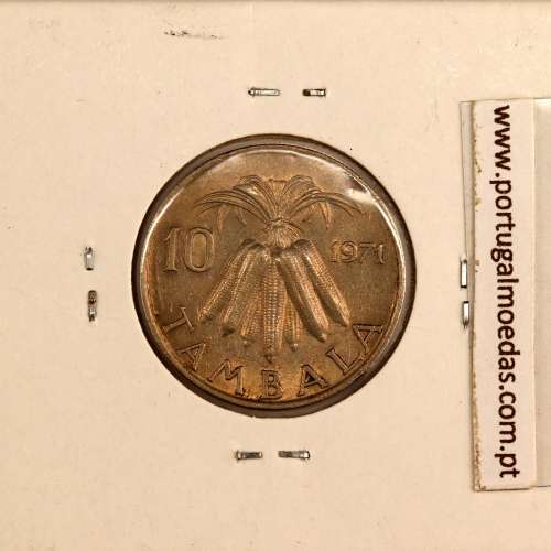 Malawi 10 Tambala 1971 Cupro Níquel, (MBC), World Coins Malawi KM 10